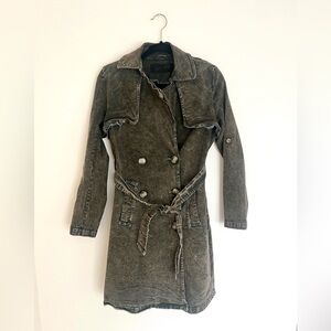 Excellent Condition The Nu Vintage Women’s Dark Green&Black Trench Jacket Small